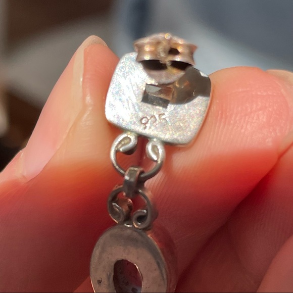 Silver Dangle Earrings with Yellow and Purple Gemstones - Picture 5 of 5